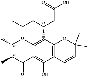 (7S,βR)-7,8-Dihydro-5-hydroxy-2,2,7β,8α-tetramethyl-6-oxo-β-propyl-2H,6H-benzo[1,2-b:5,4-b']dipyran-10-propanoic acid Struktur