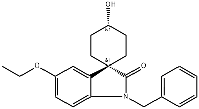 Spiro[cyclohexane-1,3'-[3H]indol]-2'(1'H)-one, 5'-ethoxy-4-hydroxy-1'-(phenylmethyl)-, (1α,4α)- Struktur
