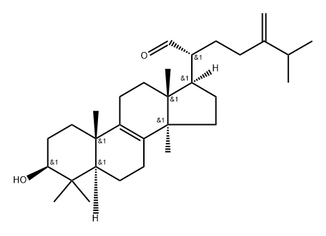 3β-ヒドロキシ-24-メチレン-5α-ラノスタ-8-エン-21-アール 化学構造式