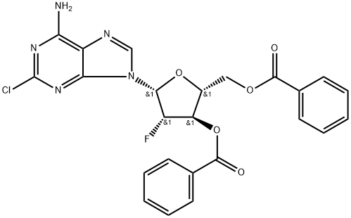 2-Chloro-9-(2-deoxy-2-fluoro-3,5-di-O-benzoyl-β-D-arabinofuranosyl)-9H-purin-6-aMine Structure