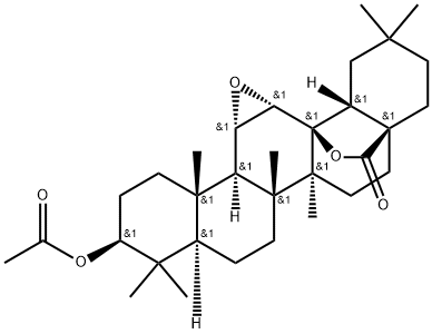 3BETA-乙酰氧基-11ALPHA,12ALPHA-环氧齐墩果烷-13BETA,28-内酯,35738-25-1,结构式