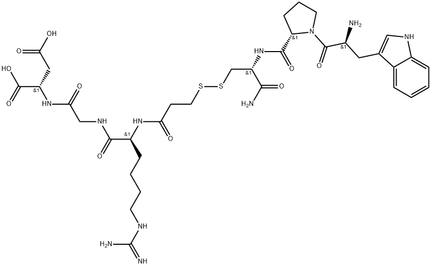 L-Aspartic acid, N6-(aminoiminomethyl)-N2-(3-mercapto-1-oxopropyl)-L-lysylglycyl-, (1→3')-disulfide with L-tryptophyl-L-prolyl-L-cysteinamide (9CI) Struktur