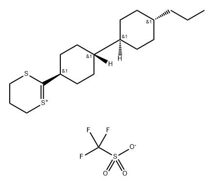 5,6-Dihydro-2-[trans,trans-4'-propyl(1,1'-bicyclohexyl-4-yl)-4H-1,3-dithiin-1-iumtrifluoromethanesulfonate 结构式