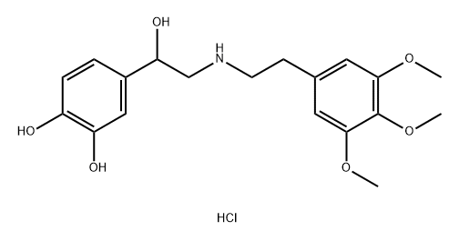 4-[1-ヒドロキシ-2-[[2-(3,4,5-トリメトキシフェニル)エチル]アミノ]エチル]-1,2-ベンゼンジオール·塩酸塩 化学構造式