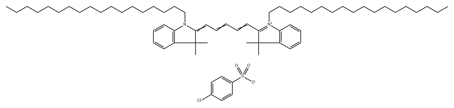 3H-Indolium, 2-[5-(1,3-dihydro-3,3-dimethyl-1-octadecyl-2H-indol-2-ylidene)-1,3-pentadien-1-yl]-3,3-dimethyl-1-octadecyl-, 4-chlorobenzenesulfonate (1:1) Structure