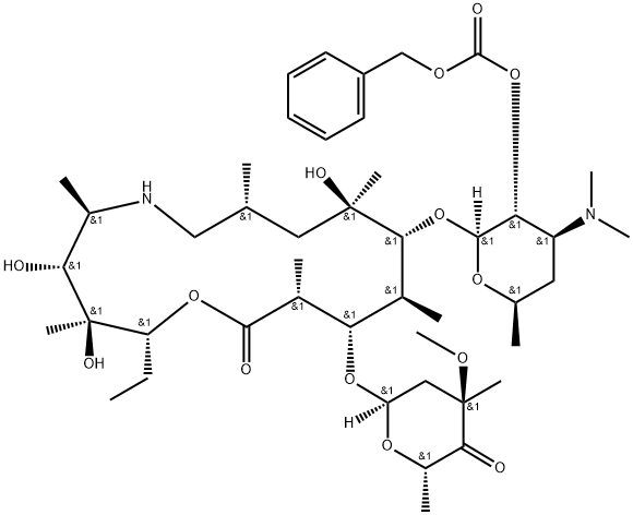 1-Oxa-6-azacyclopentadecan-15-one, 13-[(2,6-dideoxy-3-C-methyl-3-O-methyl-α-L-erythro-hexopyranos-4-ulos-1-yl)oxy]-2-ethyl-3,4,10-trihydroxy-3,5,8,10,12,14-hexamethyl-11-[[3,4,6-trideoxy-3-(dimethylamino)-2-O-[(phenylmethoxy)carbonyl]-β-D-xylo-hexopyranosyl]oxy]-, (2R,3S,4R,5R,8R,10R,11R,12S,13S,14R)- Structure