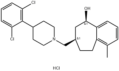 (5R,7R)-rel-7-[[4-(2,6-Dichlorophenyl)-1-piperidinyl]methyl]-6,7,8,9-tetrahydro-1-methyl-5H-benzocyclohepten-5-ol hydrochloride Structure