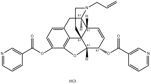 17-アリル-7,8-ジデヒドロ-4,5α-エポキシモルフィナン-3,6α-ジオールジニコチナート·塩酸塩 化学構造式