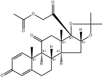 Pregna-1,4-diene-3,11,20-trione, 21-(acetyloxy)-16,17-[(1-methylethylidene)bis(oxy)]-, (16α)- Struktur