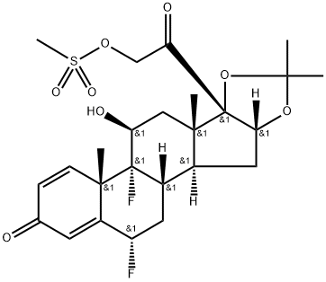 Pregna-1,4-diene-3,20-dione, 6,9-difluoro-11-hydroxy-16,17-[(1-methylethylidene)bis(oxy)]-21-[(methylsulfonyl)oxy]-, (6α,11β,16α)- (9CI) Structure