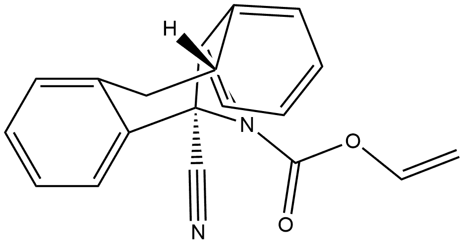 5H-Dibenzo[a,d]cyclohepten-5,10-imine-12-carboxylic acid, 5-cyano-10,11-dihydro-, ethenyl ester, (5S,10R)-,380427-50-9,结构式