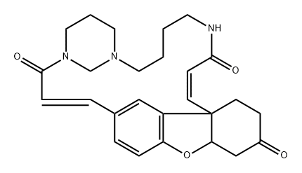 (1E,15E,20aR,24aR)-5,6,7,8,11,12,20aβ,21,23,24-Decahydro-10H,14H-17,19-etheno-9,13-methano-22H-benzofuro[3a,3-n][1,5,10]triazacycloicosine-3,14,22(4H)-trione Struktur