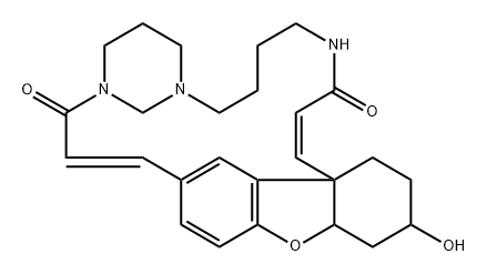 (1E,15E,20aR,22S,24aR)-5,6,7,8,11,12,20aβ,21,23,24-Decahydro-22β-hydroxy-10H,14H-17,19-etheno-9,13-methano-22H-benzofuro[3a,3-n][1,5,10]triazacycloicosine-3,14(4H)-dione Structure