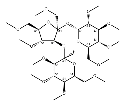 3-O-(2-O,3-O,4-O,6-O-テトラメチル-α-D-グルコピラノシル)-1-O,4-O,6-O-トリメチル-β-D-フルクトフラノシル2-O,3-O,4-O,6-O-テトラメチル-α-D-グルコピラノシド 化学構造式