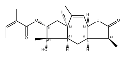 (Z)-2-Methyl-2-butenoic acid [(3S)-2,3,3aα,4,4aα,5,6,7,7aα,9aα-decahydro-5α-hydroxy-3β,5,8-trimethyl-2-oxoazuleno[6,5-b]furan-6α-yl] ester Structure
