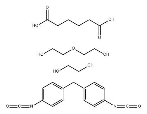 己二酸与1,2-乙二醇、2,2,-氧双乙醇和1,1,-亚甲基双(异氰酸根合苯)的聚合物 结构式