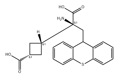 2-[3β-カルボキシシクロブタン-1α-イル]-3-(9H-チオキサンテン-9-イル)-L-アラニン 化学構造式