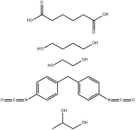 Hexanedioic acid, polymer with 1,4-butanediol, 1,2-ethanediol, 1,1'-methylenebis[4-isocyanatobenzene] and 1,2-propanediol Structure