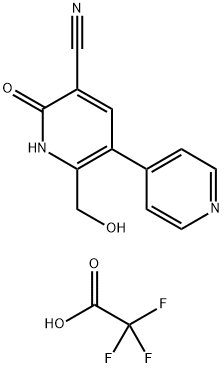 2-(Hydroxymethyl)-6-oxo-1,6-dihydro-[3,4'-bipyridine]-5-carbonitrile Trifluoroacetate Salt Structure