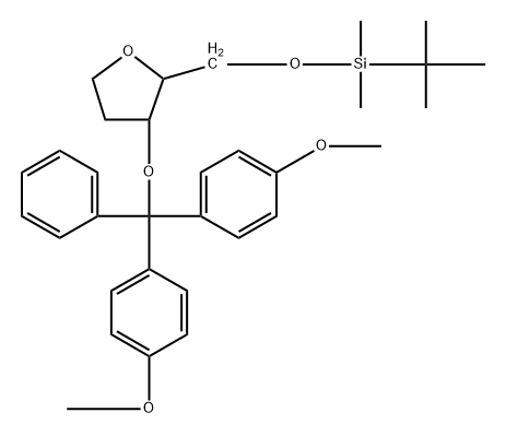 D-erythro-Pentitol, 1,4-anhydro-3-O-[bis(4-methoxyphenyl)phenylmethyl]-2-deoxy-5-O-[(1,1-dimethylethyl)dimethylsilyl]- Structure