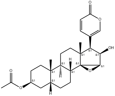 3β-Acetoxy-16β-hydroxy-14,15β-epoxy-5β-bufa-20,22-dienolide Struktur