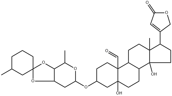 3β-[[3-O,4-O-(3-Methylcyclohexylidene)-2,6-dideoxy-β-D-ribo-hexopyranosyl]oxy]-5,14-dihydroxy-19-oxo-5β-card-20(22)-enolide Structure