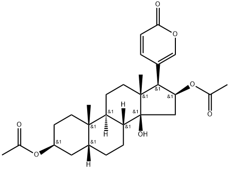 3β,16β-ジアセトキシ-14-ヒドロキシ-5β-ブファ-20,22-ジエノリド 化学構造式