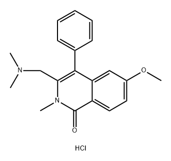 1(2H)-Isoquinolinone, 3-[(dimethylamino)methyl]-6-methoxy-2-methyl-4-phenyl-, hydrochloride (1:1) Struktur