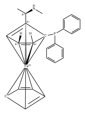 (R)-N-甲基-1-[(R)-2-(二苯基膦)二茂铁基]乙胺, 406681-20-7, 结构式