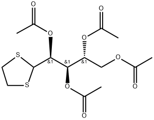 2-O,3-O,4-O,5-O-Tetraacetyl-D-arabinose 1,2-ethanediyl dithioacetal Structure