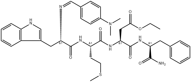 N-[[4-(ジメチルアミノ)フェニル]メチレン]-L-Trp-L-Met-L-αβAsp-(OEt)-L-Phe-NH2 化学構造式