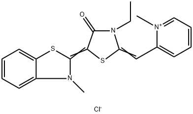 PyridiniuM, 2-[[3-ethyl-5-(3-Methyl-2(3H)-benzothiazolylidene)-4-oxo-2-thiazolidinylidene]Methyl]-1-Methyl-, chloride (1:1) Structure