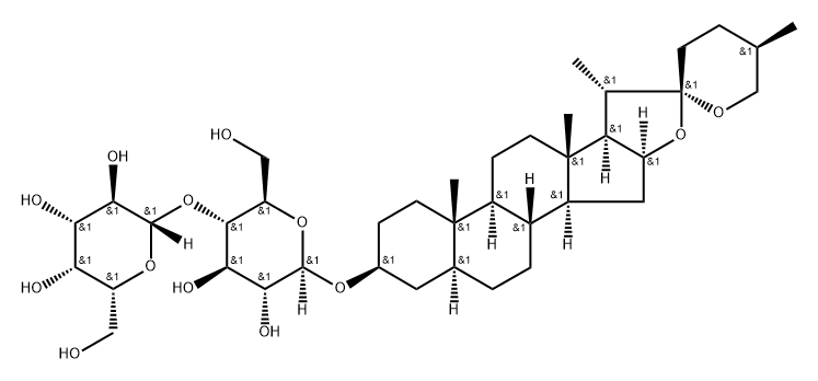[(25R)-5α-Spirostan-3β-yl]4-O-(β-D-galactopyranosyl)-β-D-glucopyranoside 结构式