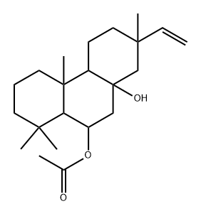 (4aS)-7α-Ethenyl-1,3,4,4a,4bα,5,6,7,8,9,10,10aα-dodecahydro-1,1,4aβ,7-tetramethylphenanthrene-8aβ,10β(2H)-diol 10-acetate Struktur
