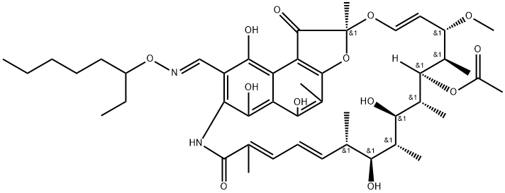 3-[(1-Ethylhexyl)oxyiminomethyl]rifamycin 结构式
