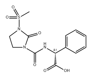 Benzeneacetic acid, α-[[[3-(methylsulfonyl)-2-oxo-1-imidazolidinyl]carbonyl]amino]-, (αR)- Struktur