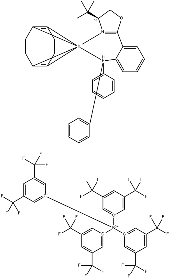 (1,2,5,6-Η)-1,5-环辛二烯][(4S)-4-叔丁基-2-[2-(二苯基膦-ΚP)苯基]-4,5-二氢恶唑-ΚN3]-四[3,5-双(三氟甲基)苯基]硼酸铱,421598-83-6,结构式