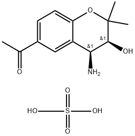 1 - ((3S,4S)-4-氨基-3-羟基-2,2-二甲基苯并二氢吡喃-6-基)乙酮硫酸盐, 432049-96-2, 结构式