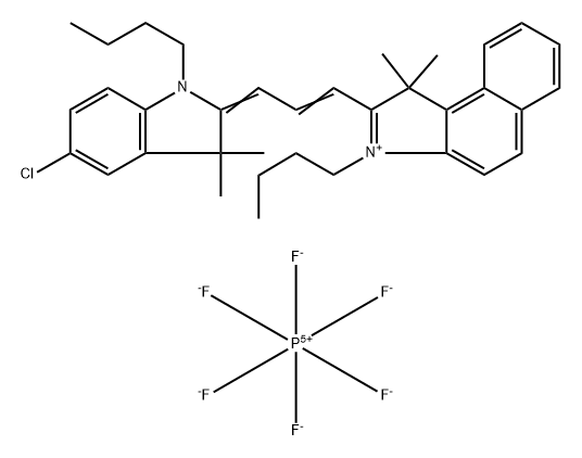 3-Butyl-2-[3-(1-butyl-5-chloro-1,3-dihydro-3,3-dimethyl-2H-indol-2-ylidene)-1-propen-1-yl]-1,1-dimethyl-1H-benz[e]indolium hexafluorophosphate (1:1) 化学構造式