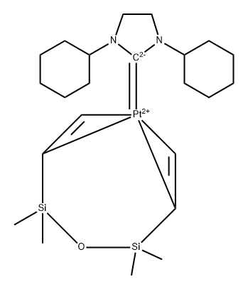 PLATINUM-[1,3-BIS(CYCLOHEXYL)IMIDAZOL-2-YLIDENE]-[DIVINYLTETRAMETHYLDISILOXANE] COMPLEX,441018-51-5,结构式