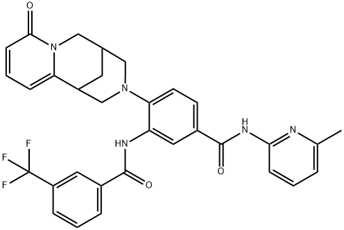 N-(6-methylpyridin-2-yl)-4-(8-oxo-1,5,6,8-tetrahydro-2H-1,5-methanopyrido[1,2-a][1,5]diazocin-3(4H)-yl)-3-(3-(trifluoromethyl)benzamido)benzamide,441050-81-3,结构式