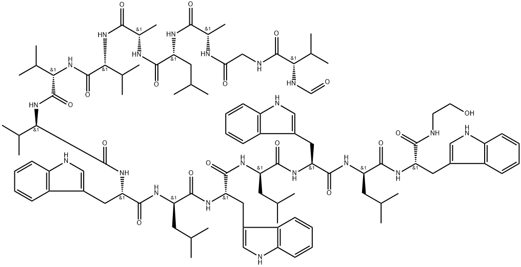 CHO-L-Val-Gly-L-Ala-D-Leu-L-Ala-D-Val-L-Val-D-Val-L-Trp-D-Leu-L-Trp-D-Leu-L-Trp-D-Leu-L-Trp-NHEtOH Structure