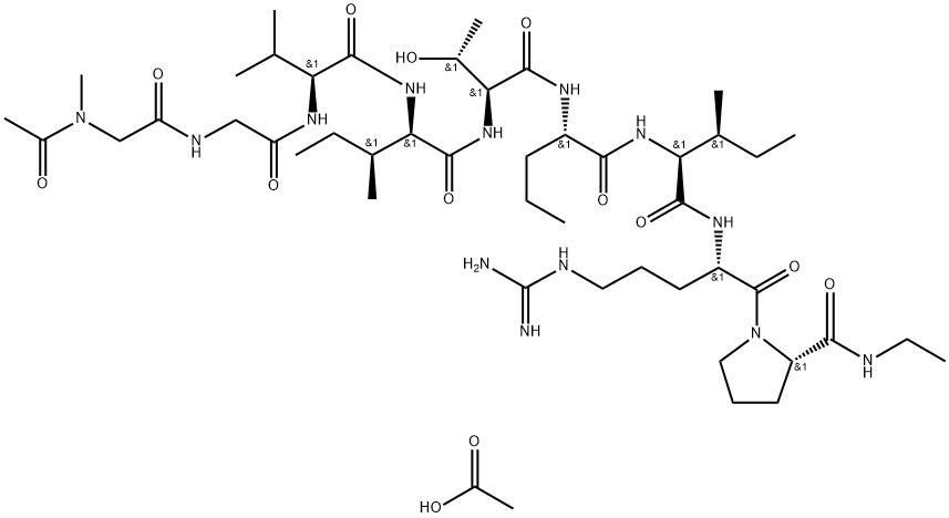 L-Prolinamide, N-acetyl-N-methylglycylglycyl-L-valyl-D-alloisoleucyl-L-threonyl-L-norvalyl-L-isoleucyl-L-arginyl-N-ethyl-, monoacetate (salt) (9CI)|化合物 T24997