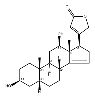 3β,12β-ジヒドロキシ-5β-カルダ-14,20(22)-ジエノリド 化学構造式