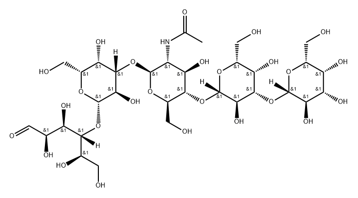 O-beta-D-Galactopyranosyl-(1-3)-O-beta-D-galactopyranosyl-(1-4)-O-2-(acetylamino)-2-deoxy-beta-D-glucopyranosyl-(1-3)-O-beta-D-galactopyranosyl-(1-4)-D-glucose Struktur