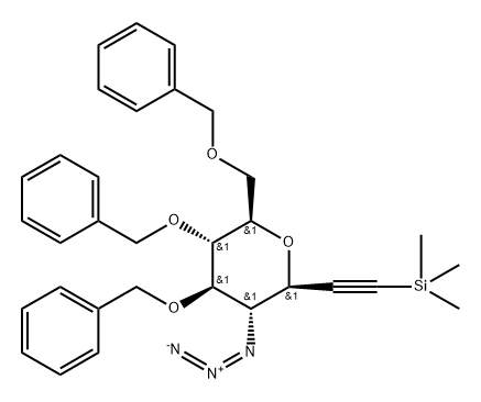 3,7-脱水-4-叠氮基-1,2,4-三脱氧-5,6,8-三-O-(苯基甲基)-1-(三甲基硅烷基)-D-甘油型-D-古洛-辛-1-炔糖醇, 443916-28-7, 结构式