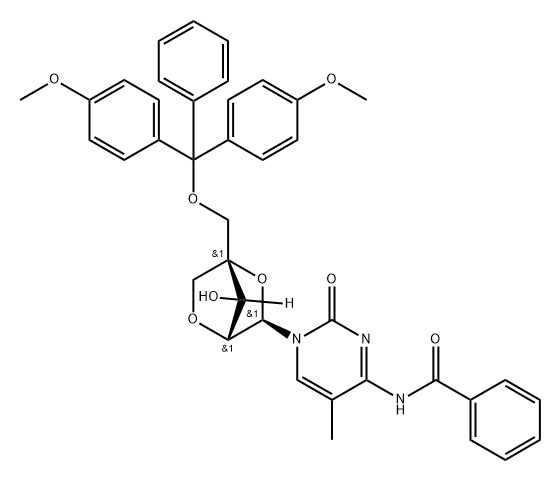 N4-Banzoyl-5'-O-(4,4'-dimethoxytrityl)-5-methyl-2'-O,4'-C-methylenecytidine Structure