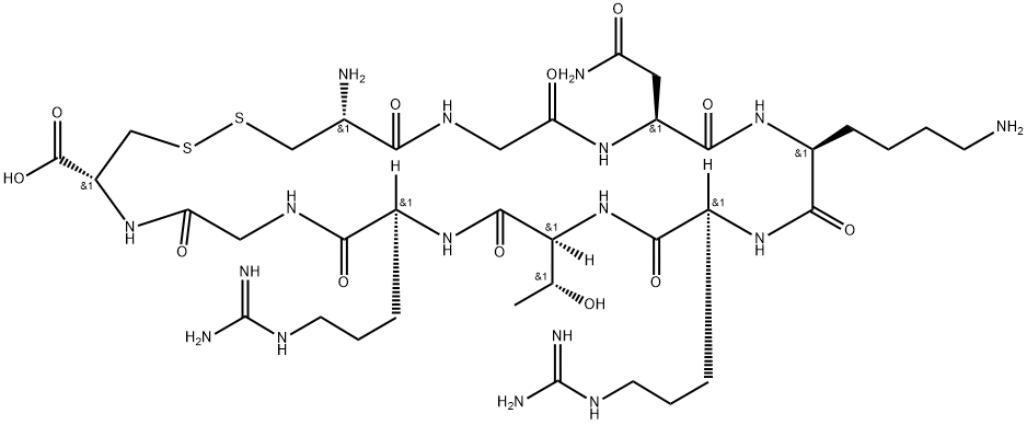L-Cysteine, L-cysteinylglycyl-L-asparaginyl-L-lysyl-L-arginyl-L-threonyl-L-arginylglycyl-, cyclic (1→9)-disulfide Structure