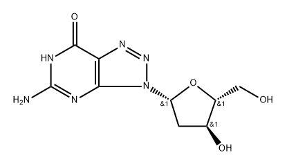 7H-1,2,3-Triazolo[4,5-d]pyrimidin-7-one, 5-amino-3-(2-deoxy-β-D-erythro-pentofuranosyl)-3,6-dihydro- 结构式