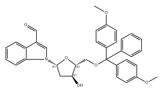 5'-O-(4,4'-Dimethoxytrityl)-3-formylindole-2'-deoxyriboside Structure